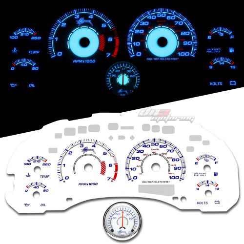 Reverse indiglo glow gauge dash face for 00-03 chevy s10 sonoma 2.2l manual mt