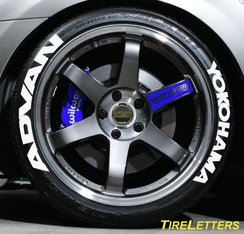 Tire letters - raised white rubber lettering - advan yokohama