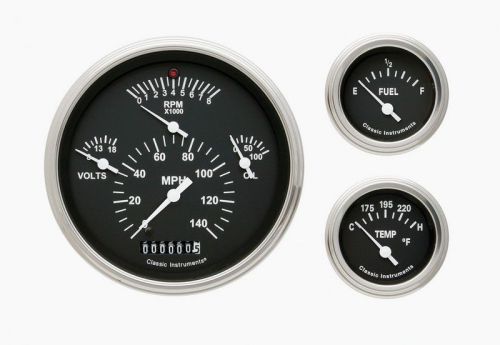 Classic instruments te01bsrc 3 gauge set 140 mph / 6k rpm / e-f / 100psi / 280f