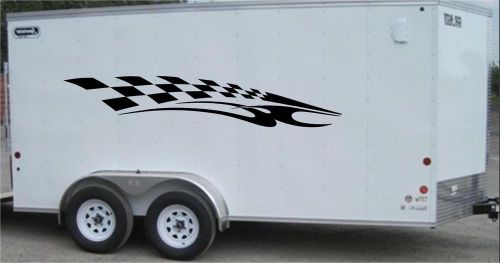 Checkered flag auto truck toy hauler racing trailer vinyl decal sticker cf020