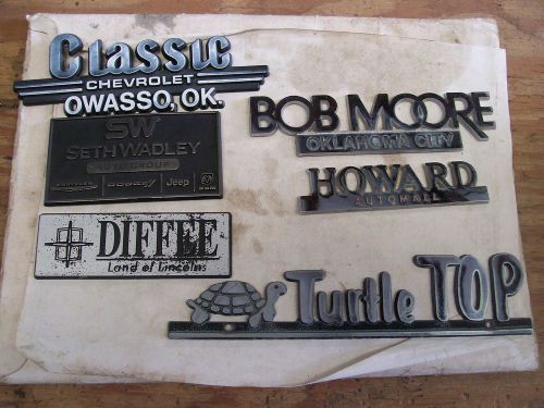 Dealer plastic metal trunk logo's script mix lot ornament emblem
