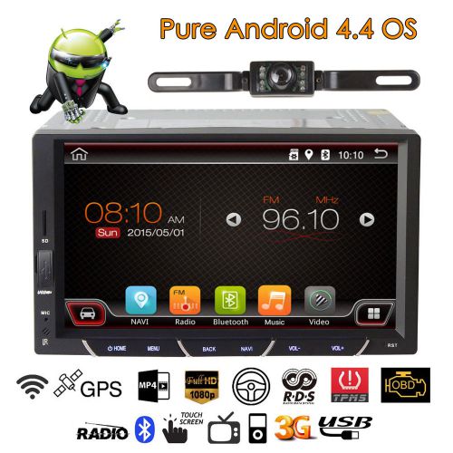 Gps navi 7" android 4.4 double din car stereo player 3g wifi ipod bt  usb+camera