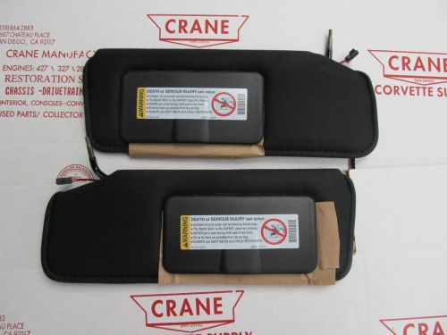 1984-96 corvette  mirror new black vette sun visors pair  shaded vanity