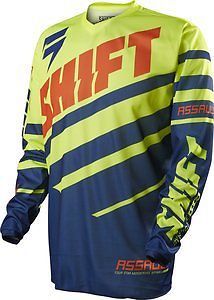 Shift assault race 2015 mens mx/offroad jersey navy blue/yellow/orange