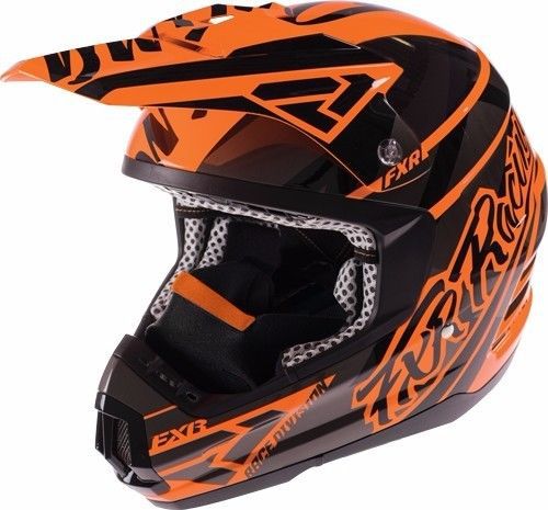 Fxr torque commando helmet snow adult x-large gloss black/orange + breath box