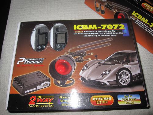 2-way car alarm system /remote engine start 2 pagers icbm-7072