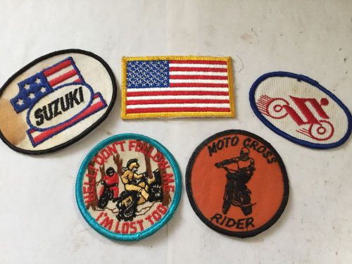 5 nos vintage embroidered motorcycle moto cross suzuki flag i&#039;m lost patches