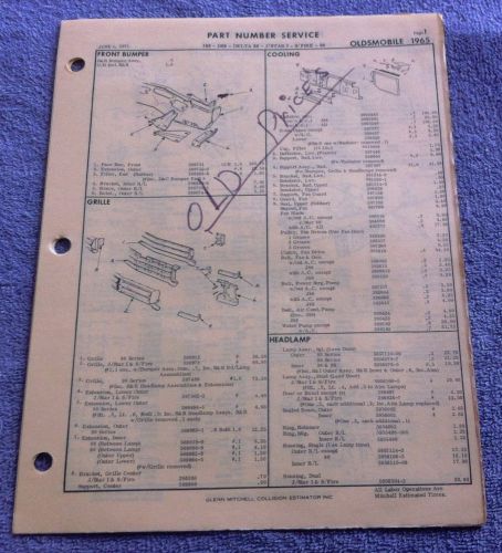 1965 65 oldsmobile delta 88 98 parts manual service guide illustrations numbers