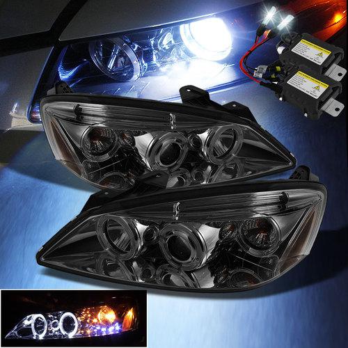 Slim 6000k xenon hid+smoked 05-09 g6 halo led projector headlights head lights