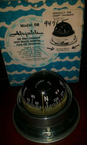 Vintage 70s airguide marine sailing boat compass model 68 w mounting plate