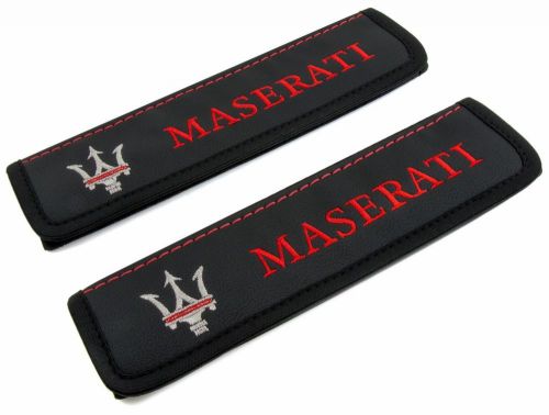 Leather car seat belt shoulder pads covers cushion for maserati 2pcs