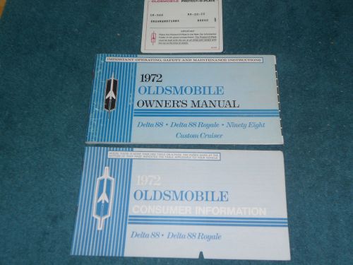 1972 oldsmobile big car / 88 / 98 owner&#039;s manual set / original guide book set