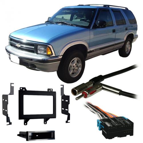 Fits chevy s-10 blazer 95-97 double din stereo harness radio install dash kit
