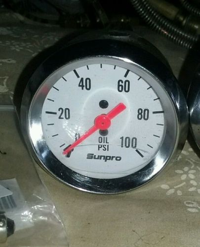 Sunpro gauge oil pressure, 0-100 psi, 2&#034;analog, mechanical ford chevrolet mopar