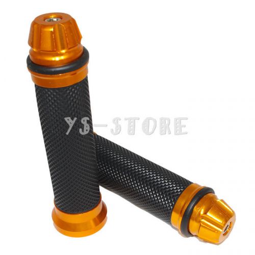 2 x golden black 7/8" motorcycle bike handle bar hand grips ends aluminum rubber