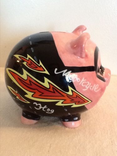 Ambiance collections motorcycle mama pig hand-painted collectible piggy bank