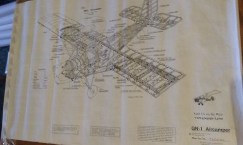 Sport aircraft plans aircamper g-1 2 place 24 x 36&#034; 11 prints cruise 95mph