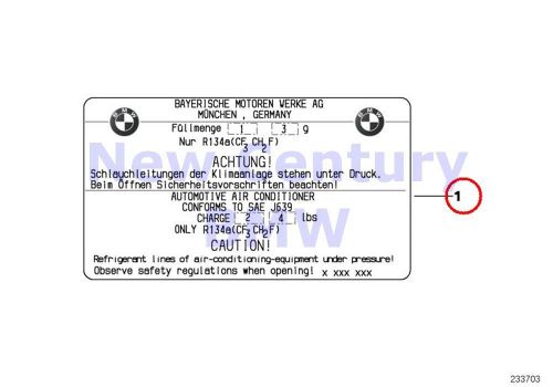 Bmw genuine label coolant coolant label 590+/-10g e84 e88 e89 e90 e90n e91 e91n