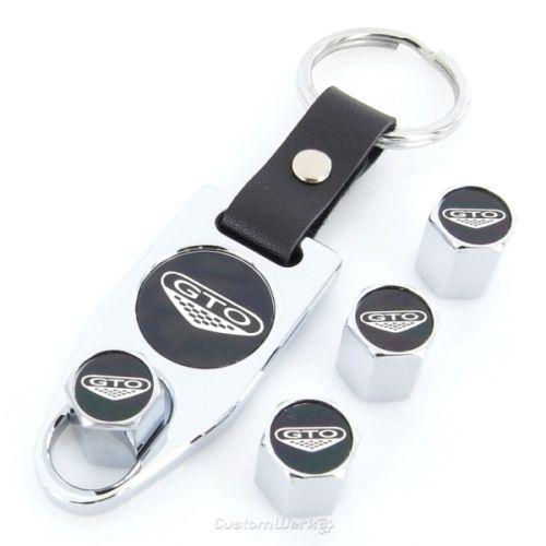 Pontiac gto logo tire stem valve caps + wrench keychain