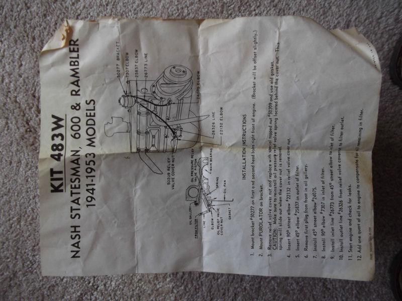 Nash statesman, 600 & rambler 1941-1953 oil filter