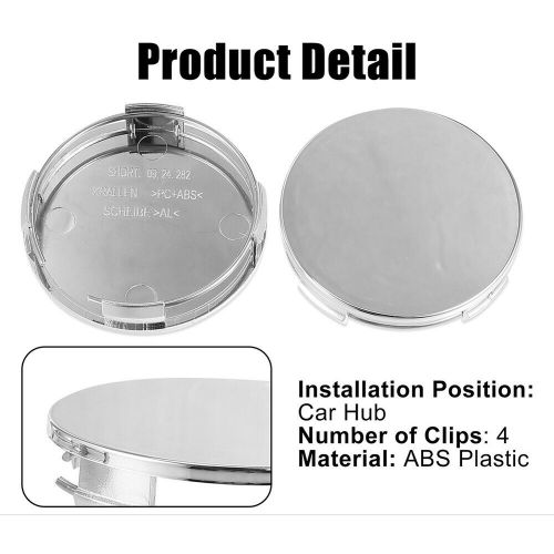 Piece Of 4 Wheel Tyre Center Hub Cap Cover 65mm 4 Clips Silver Tone Parts New, C $16.03, image 3