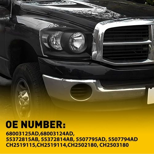 Pair For 2006-2008 Dodge Ram 1500 2500 3500 Headlights Black Headlamps LH+RH SET, US $109.99, image 12