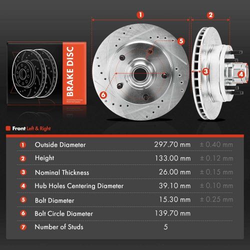 Front Drilled Brake Rotor for Ford F-150 1994-1996 E-150 Econoline 1994-2001 RWD, US $149.99, image 7