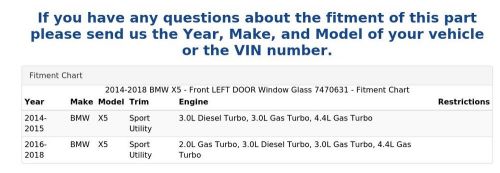 2014-2018 BMW X5 - Front LEFT DOOR Window Glass 7470631, US $76.99, image 4