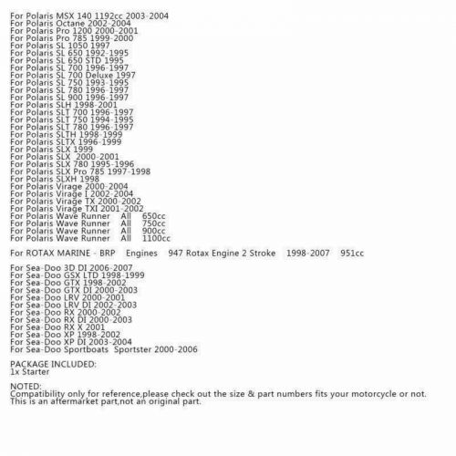 Starter For Kawasaki ZXI STS STX SS X2 TS 750 900/1100 DI SXR Ultra130 87-12 D, US $144.61, image 4