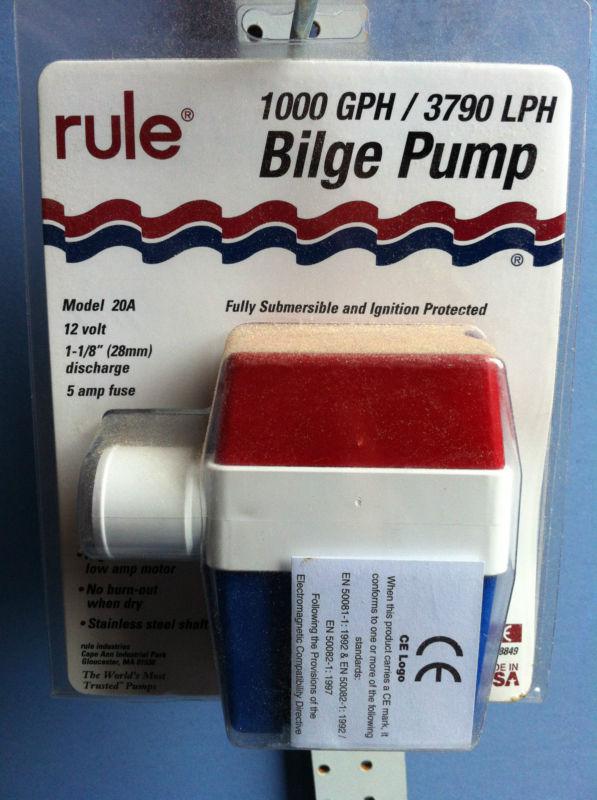 Rule bilge pump 1000 gph / 3790 lph #20a