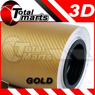 0.3m x 1.27m 3d gold carbon fiber twill-weave vinyl film car motorcycle bike