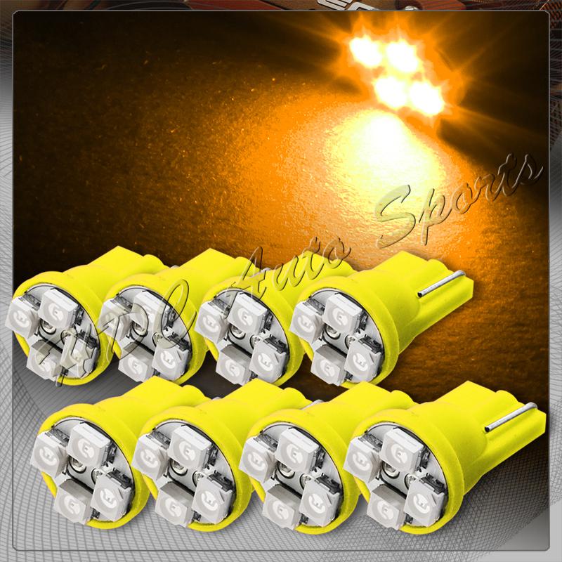 8x 4 smd t10 194 12v interior instrument panel gauge replacement bulbs - amber