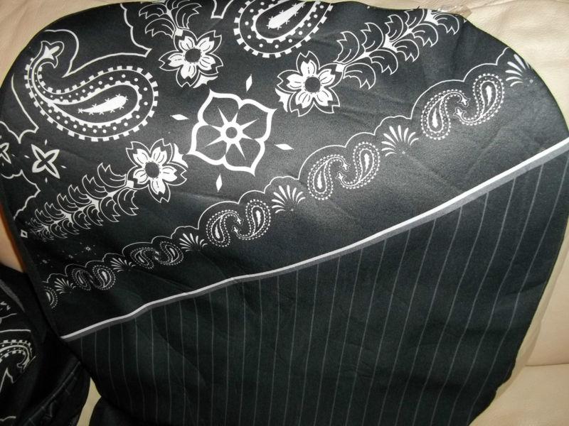 Pair of Black Bandana Paisley Universal Bucket Seat Covers - New with defects, US $9.99, image 5