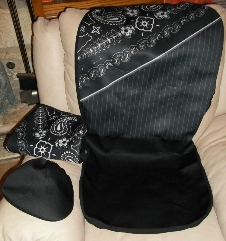 Pair of Black Bandana Paisley Universal Bucket Seat Covers - New with defects, US $9.99, image 7