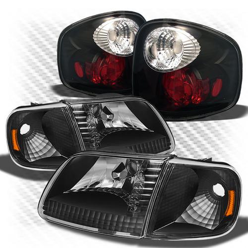 97-00 f150 flareside, 01-03 supercrew blk headlights + altezza style tail lights