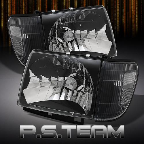 97-00 tacoma pickup 2wd black crystal headlights+black clear corner signal lamps