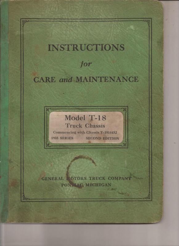 General motors truck manual 1935 book model t 18