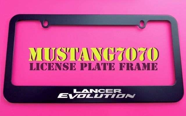 New mitsubishi " lancer evolution " black metal license plate frame