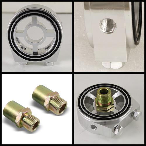 RACING SPORT JDM SILVER ALUMINUM M20 OIL/GAUGE FILTER SANDWICH ADAPTER PLATE KIT, US $17.99, image 2