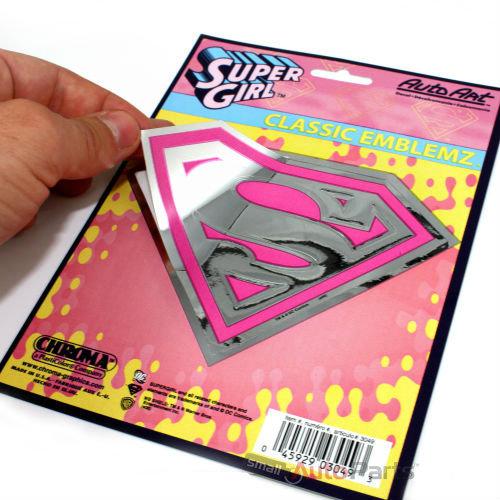 Supergirl pink chrome vinyl decal emblem sticker for car-truck fender-hood-trunk