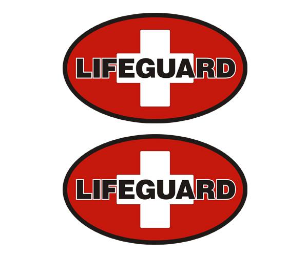 Lifeguard decal set 4"x2.4" swim pool beach rescue medic truck vinyl sticker zu1