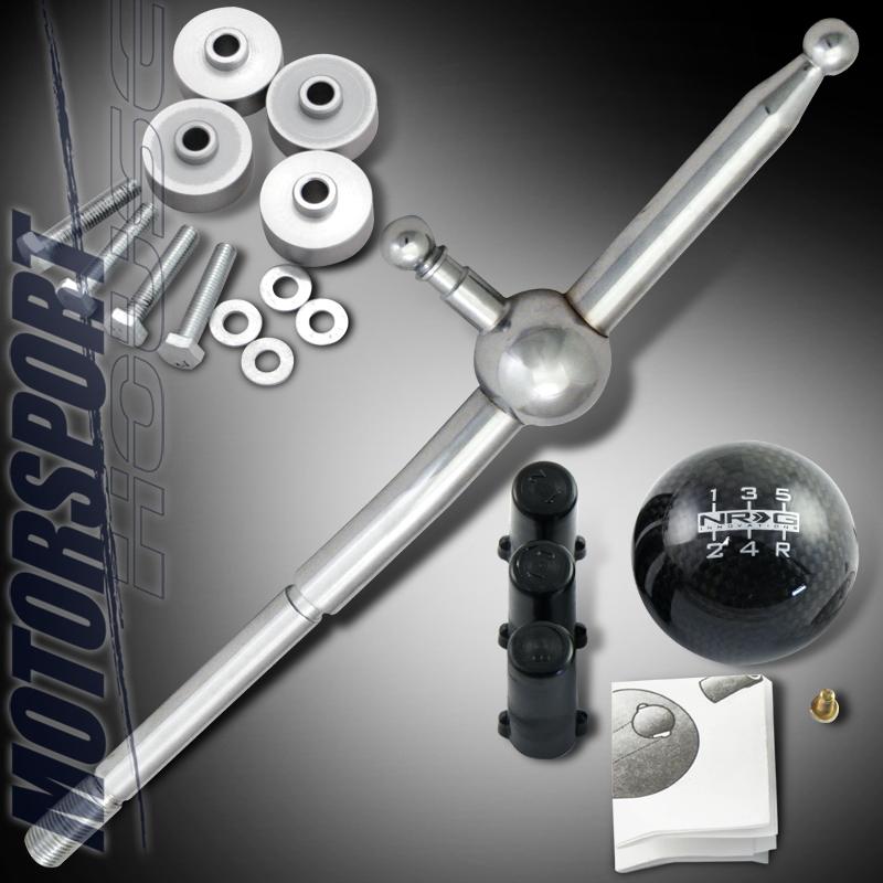 93-97 toyota corolla chrome short shifter carbon fiber round ball shift knob