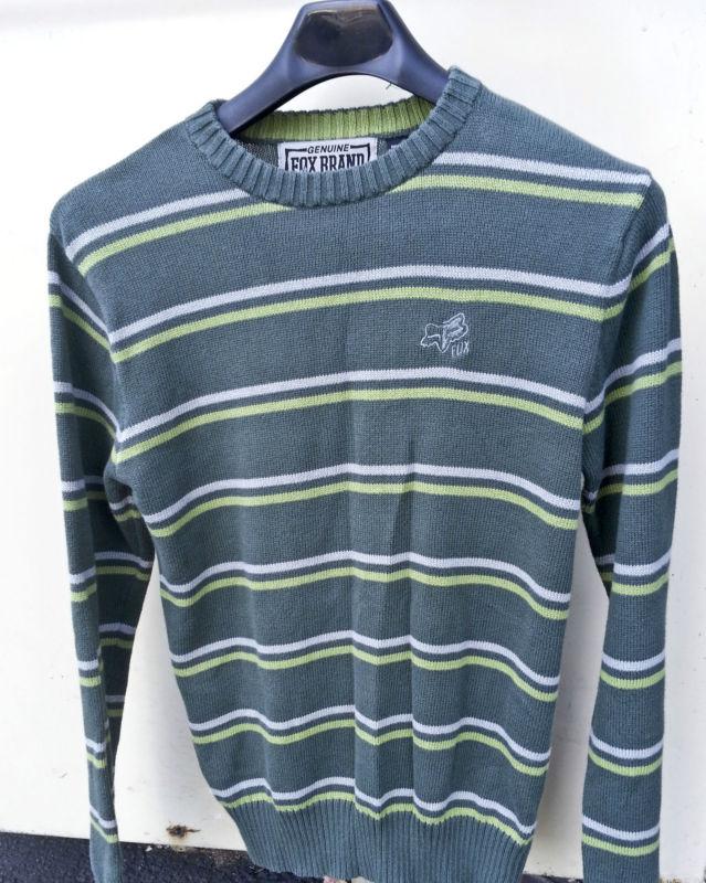 Fox racing sweater size med m green with light green and gray stripes. excellent