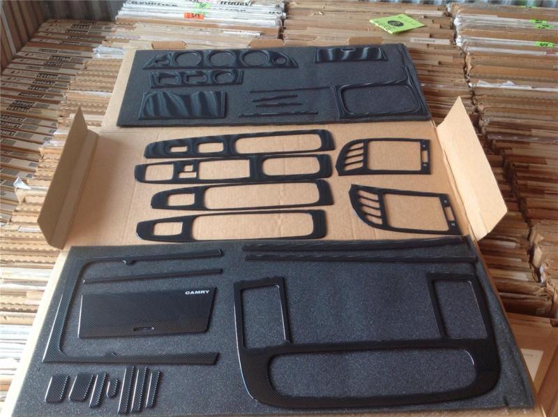 2005-06 toyota camry w/auto trans black carbon fiber mesh finish dash kit