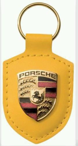 Porsche crest keyring / key fob, yellow color, porsche logo, free usa shipping