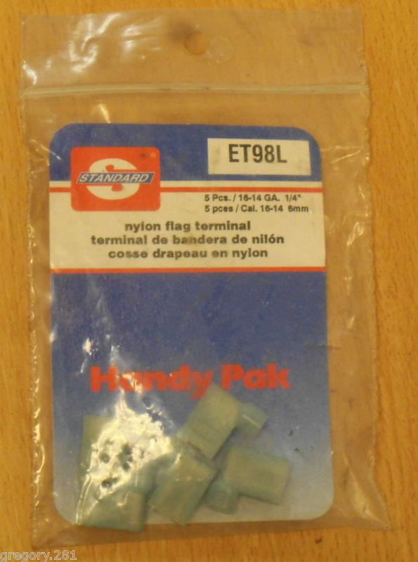Standard brand (5) nylon flag terminals et98l 16-14 ga 1/4" new! 6mm