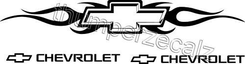 Bowtie - flames - w/pair of chevrolet decals **wow**