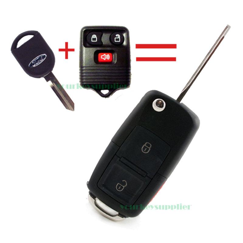 New ford lincoln mercury flip key fob keyless entry remote key combo - 3 button 