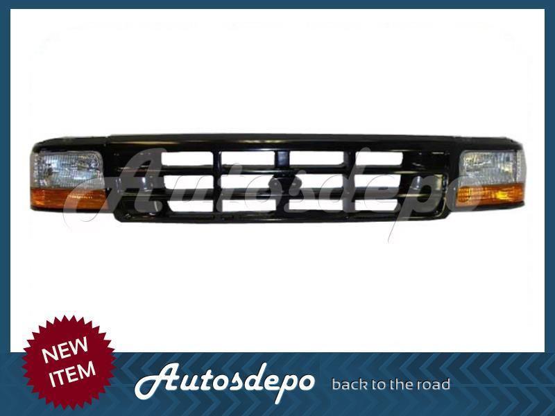92-96 ford f150 f250 pickup grille blk bezel headlight corner signal light 9pcs
