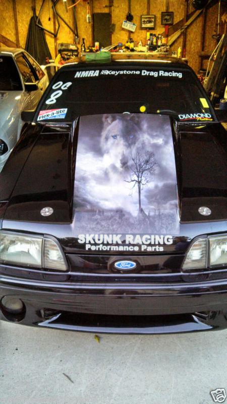 Wolf cowl hood stripe graphic decal decals stripes mustang camaro chevelle nova